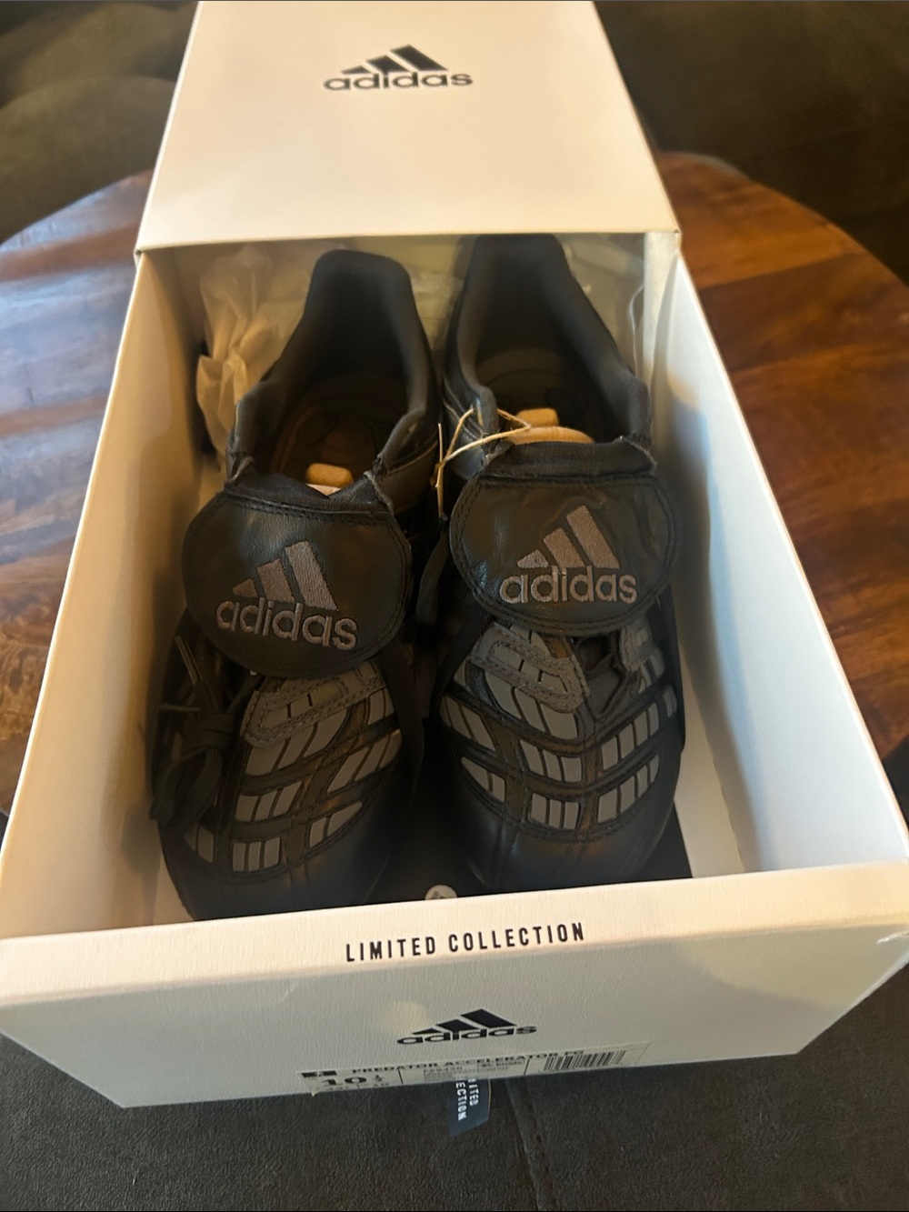 adidas  Black and Grey Predator Accelerator FG cleats. Rare. New With Tags.